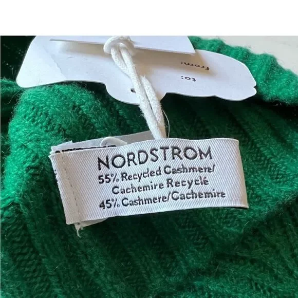 Nordstrom Cashmere Knit Kelly Green Beanie NWT - www 
